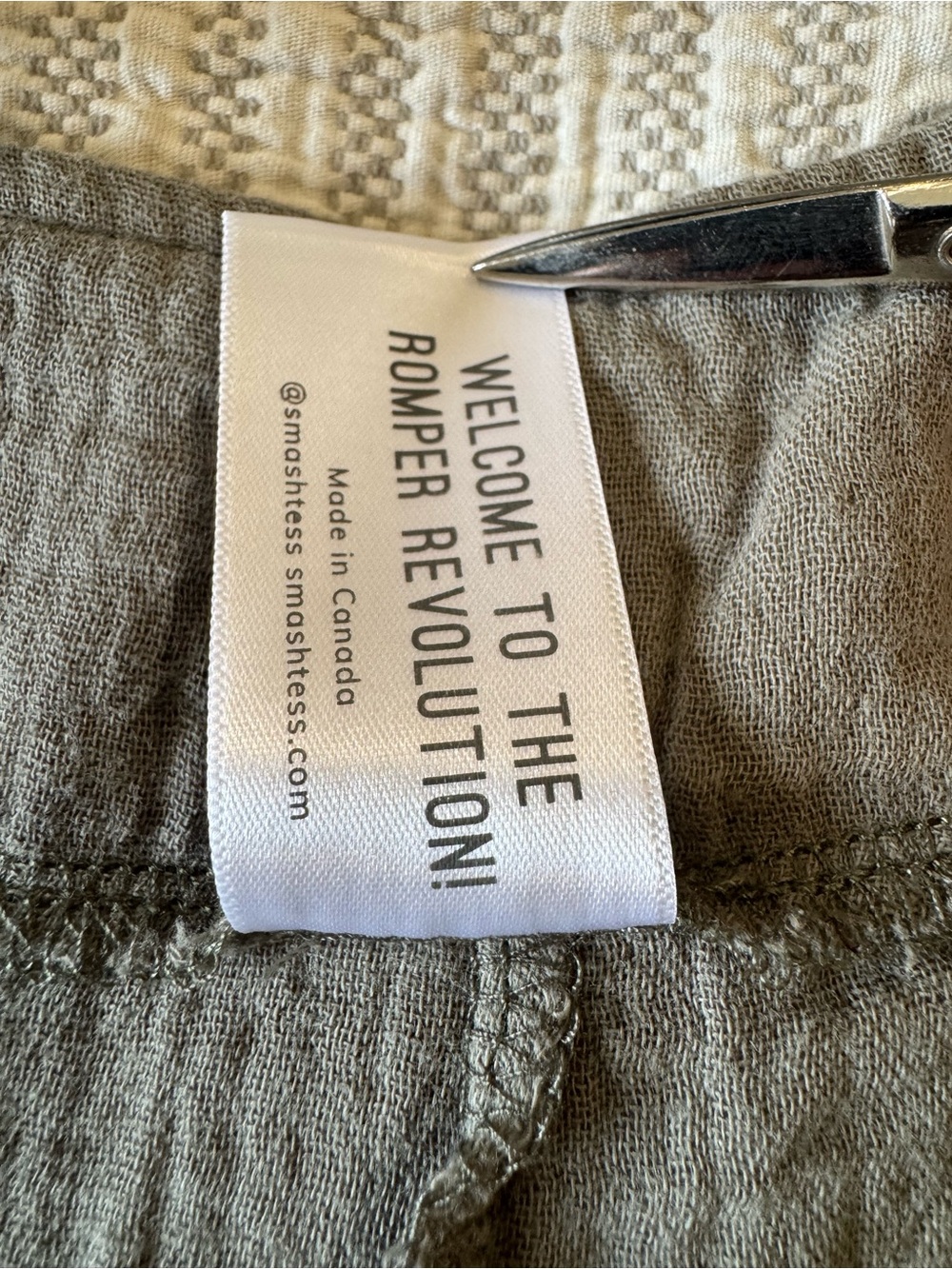 Smash + Tess x Jillian Harris Organic Cotton Romper Sage Green Tie Strap Medium - Picture 4 of 11